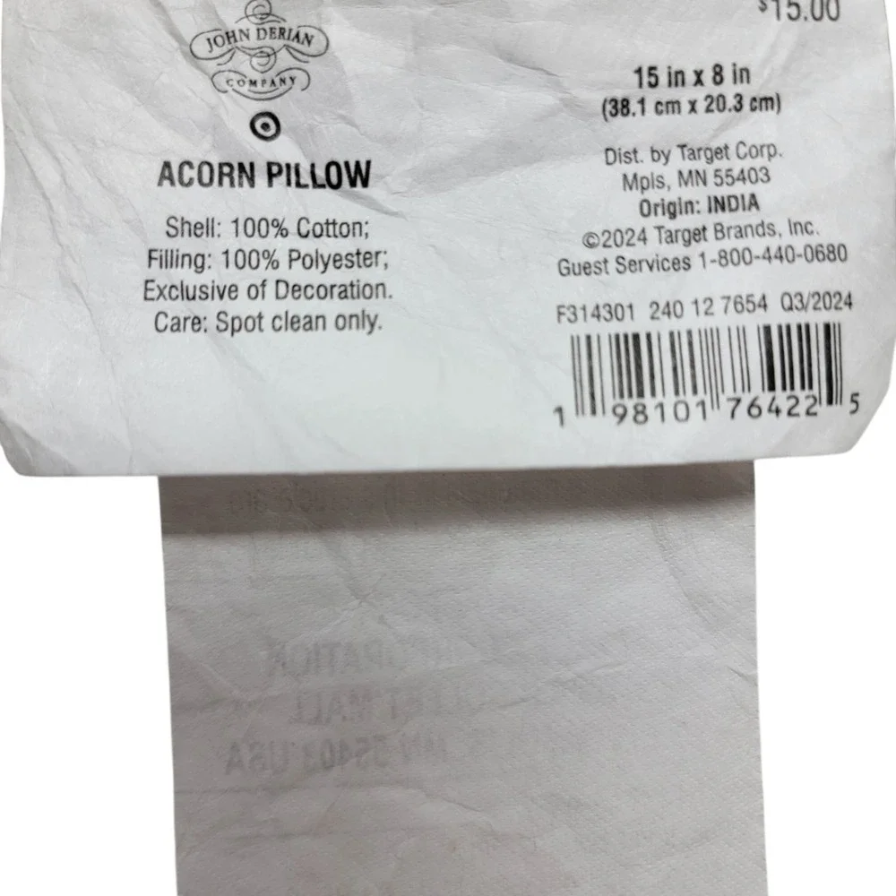 John Derian X Target 2024 Thanksgiving Fall Acorn Pillow Beaded‎ Embellished New